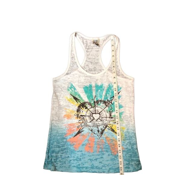 Junk Gypsy racer back white burnout tank novelty print of heart compass - Picture 8 of 9